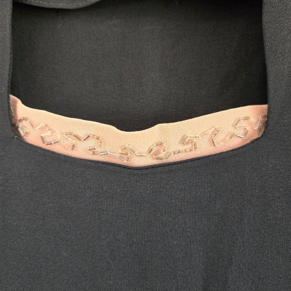 Vintage 1930s–40s Black Handmade Dress | Rayon | Midi Length - Picture 6 of 15